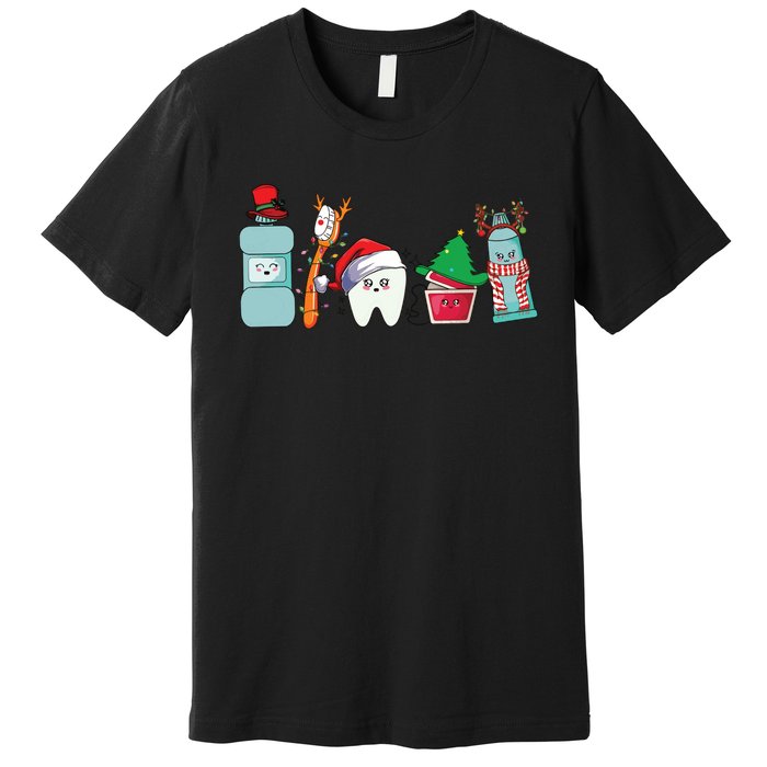 Funny Christmas Teeth Christmas Dentist Premium T-Shirt