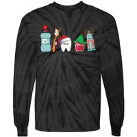 Funny Christmas Teeth Christmas Dentist Tie-Dye Long Sleeve Shirt