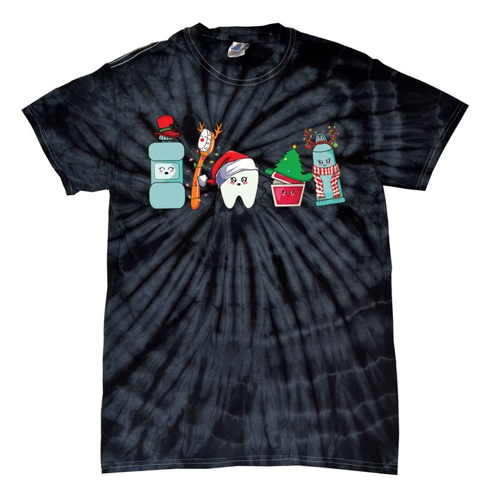 Funny Christmas Teeth Christmas Dentist Tie-Dye T-Shirt