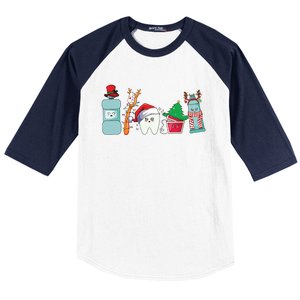 Funny Christmas Teeth Christmas Dentist Baseball Sleeve Shirt