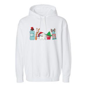 Funny Christmas Teeth Christmas Dentist Garment-Dyed Fleece Hoodie