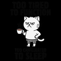Funny Cat Too Tired To Function Too Caffeinated To Sleep 7-Panel Snapback Hat