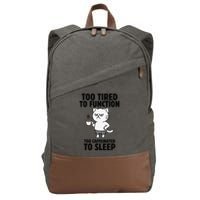 Funny Cat Too Tired To Function Too Caffeinated To Sleep Cotton Canvas Backpack