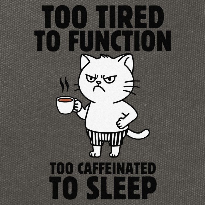 Funny Cat Too Tired To Function Too Caffeinated To Sleep Cotton Canvas Backpack