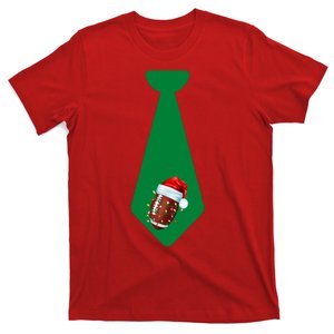 Funny Christmas Tie With Football & Lights For Family Dinner T-Shirt