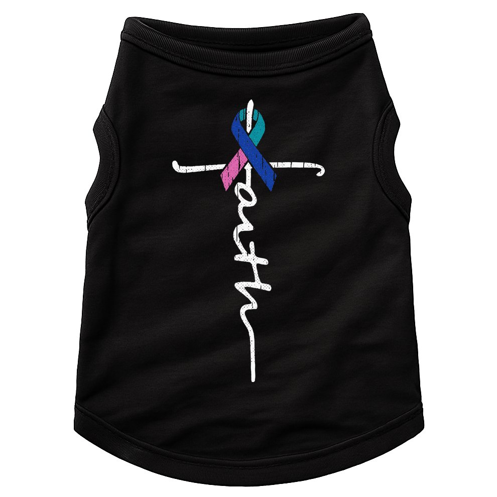Faith Cross Thyroid Cancer Awareness Warrior Survivor Doggie Tank