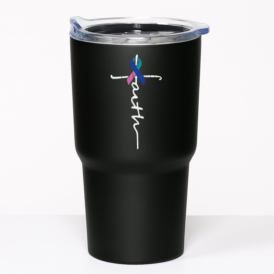 Faith Cross Thyroid Cancer Awareness Warrior Survivor Tumbler