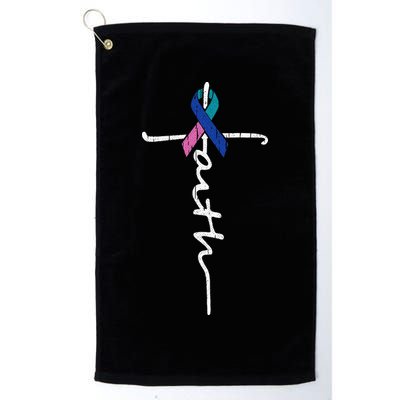 Faith Cross Thyroid Cancer Awareness Warrior Survivor Golf Towel