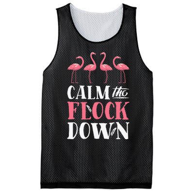 Flamingo Calm The Flock Down Funny Pink Bird Lovers Summer Mesh Reversible Basketball Jersey Tank