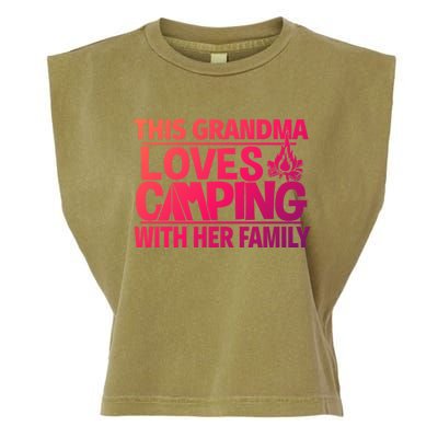 Family Camping Trip Funny Gift This Grandma Loves Camping Garment-Dyed Women's Muscle Tee