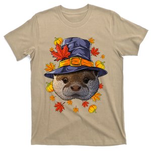 Funny Cute Thanksgiving Otter Pilgrim Costume Fall Autumn T-Shirt