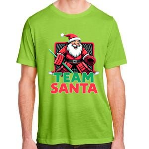 Funny Christmas Team Santa Ice Hockey Goalie Goaltender Xmas Gift Adult ChromaSoft Performance T-Shirt