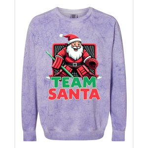 Funny Christmas Team Santa Ice Hockey Goalie Goaltender Xmas Gift Colorblast Crewneck Sweatshirt