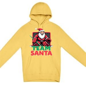 Funny Christmas Team Santa Ice Hockey Goalie Goaltender Xmas Gift Premium Pullover Hoodie