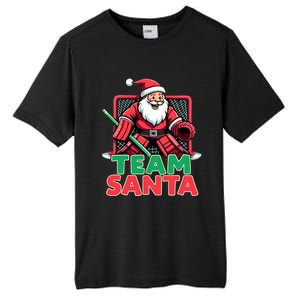 Funny Christmas Team Santa Ice Hockey Goalie Goaltender Xmas Gift Tall Fusion ChromaSoft Performance T-Shirt