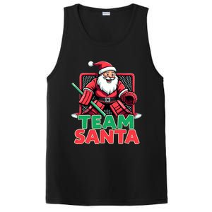 Funny Christmas Team Santa Ice Hockey Goalie Goaltender Xmas Gift PosiCharge Competitor Tank