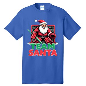 Funny Christmas Team Santa Ice Hockey Goalie Goaltender Xmas Gift Tall T-Shirt