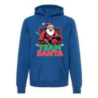 Funny Christmas Team Santa Ice Hockey Goalie Goaltender Xmas Gift Premium Hoodie