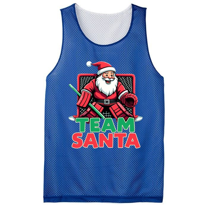 Funny Christmas Team Santa Ice Hockey Goalie Goaltender Xmas Gift Mesh Reversible Basketball Jersey Tank