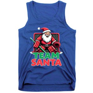 Funny Christmas Team Santa Ice Hockey Goalie Goaltender Xmas Gift Tank Top