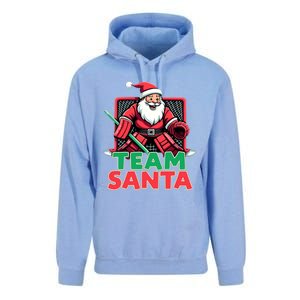 Funny Christmas Team Santa Ice Hockey Goalie Goaltender Xmas Gift Unisex Surf Hoodie