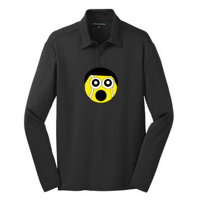 Fun Crazy Tennis Ball Face Silk Touch Performance Long Sleeve Polo