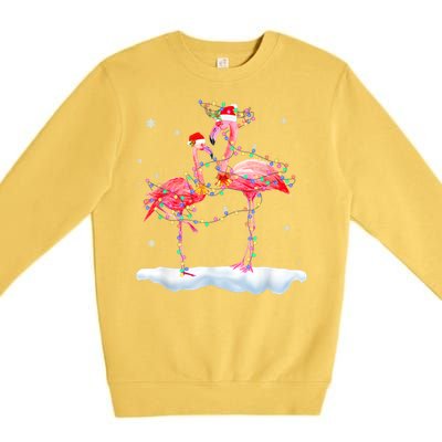 Flamingo Christmas Tree Funny Xmas Holiday Gift Premium Crewneck Sweatshirt