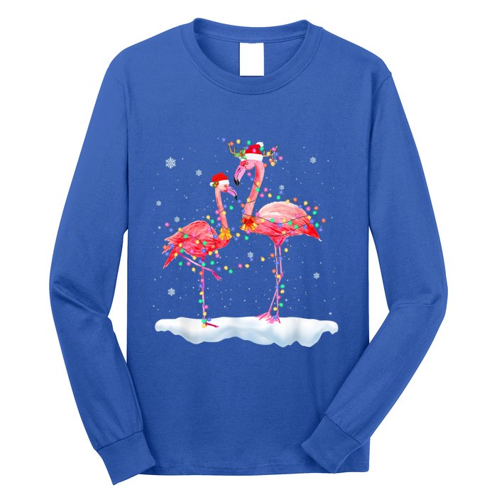 Flamingo Christmas Tree Funny Xmas Holiday Gift Long Sleeve Shirt