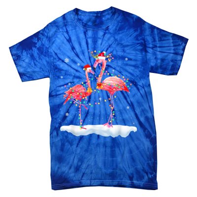 Flamingo Christmas Tree Funny Xmas Holiday Gift Tie-Dye T-Shirt