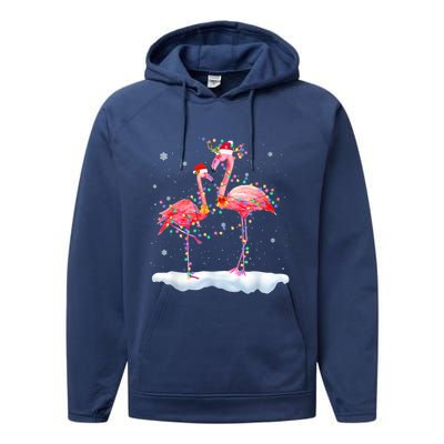 Flamingo Christmas Tree Funny Xmas Holiday Gift Performance Fleece Hoodie