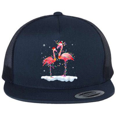 Flamingo Christmas Tree Funny Xmas Holiday Gift Flat Bill Trucker Hat