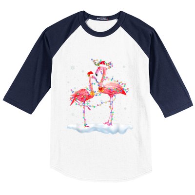 Flamingo Christmas Tree Funny Xmas Holiday Gift Baseball Sleeve Shirt