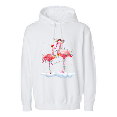 Flamingo Christmas Tree Funny Xmas Holiday Gift Garment-Dyed Fleece Hoodie