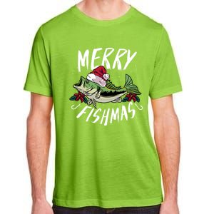 Funny Christmas Themed Bass Fishing Design Merry Fishmas Meaningful Gift Adult ChromaSoft Performance T-Shirt