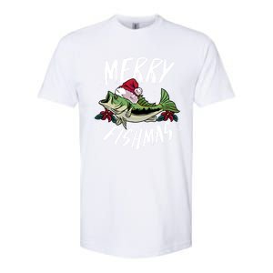 Funny Christmas Themed Bass Fishing Design Merry Fishmas Meaningful Gift Softstyle CVC T-Shirt