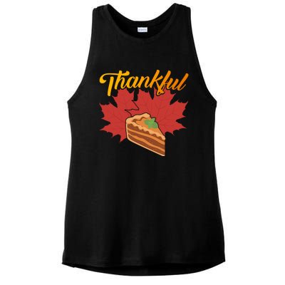 Funny Cute Thankful Pumpkin Pie Red Leaf Thankful Grateful Blessed Autumn Fall 2 Ladies PosiCharge Tri-Blend Wicking Tank