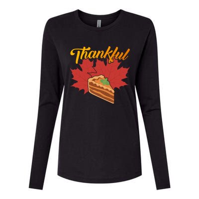 Funny Cute Thankful Pumpkin Pie Red Leaf Thankful Grateful Blessed Autumn Fall 2 Womens Cotton Relaxed Long Sleeve T-Shirt