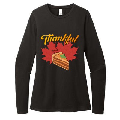 Funny Cute Thankful Pumpkin Pie Red Leaf Thankful Grateful Blessed Autumn Fall 2 Womens CVC Long Sleeve Shirt