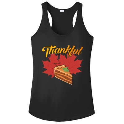 Funny Cute Thankful Pumpkin Pie Red Leaf Thankful Grateful Blessed Autumn Fall 2 Ladies PosiCharge Competitor Racerback Tank