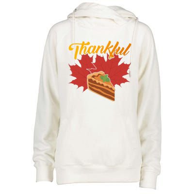 Funny Cute Thankful Pumpkin Pie Red Leaf Thankful Grateful Blessed Autumn Fall 2 Womens Funnel Neck Pullover Hood