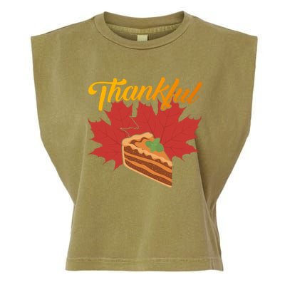 Funny Cute Thankful Pumpkin Pie Red Leaf Thankful Grateful Blessed Autumn Fall 2 Garment-Dyed Women's Muscle Tee