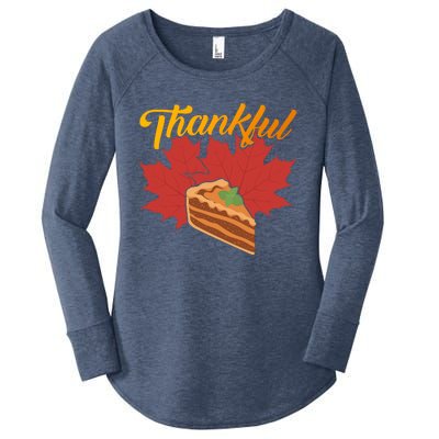 Funny Cute Thankful Pumpkin Pie Red Leaf Thankful Grateful Blessed Autumn Fall 2 Women's Perfect Tri Tunic Long Sleeve Shirt