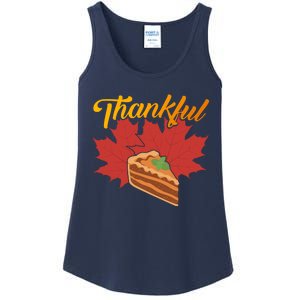 Funny Cute Thankful Pumpkin Pie Red Leaf Thankful Grateful Blessed Autumn Fall 2 Ladies Essential Tank