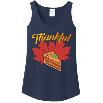 Funny Cute Thankful Pumpkin Pie Red Leaf Thankful Grateful Blessed Autumn Fall 2 Ladies Essential Tank