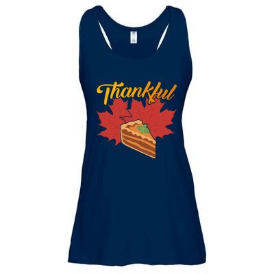 Funny Cute Thankful Pumpkin Pie Red Leaf Thankful Grateful Blessed Autumn Fall 2 Ladies Essential Flowy Tank