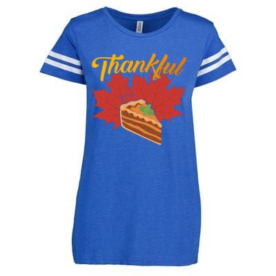 Funny Cute Thankful Pumpkin Pie Red Leaf Thankful Grateful Blessed Autumn Fall 2 Enza Ladies Jersey Football T-Shirt