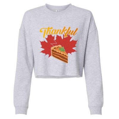 Funny Cute Thankful Pumpkin Pie Red Leaf Thankful Grateful Blessed Autumn Fall 2 Cropped Pullover Crew