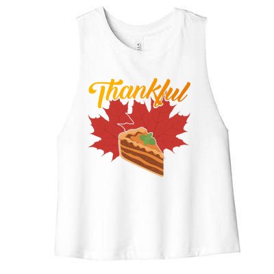 Funny Cute Thankful Pumpkin Pie Red Leaf Thankful Grateful Blessed Autumn Fall 2 Women's Racerback Cropped Tank