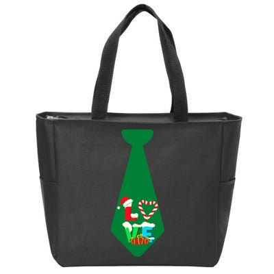 Funny Christmas Tie With Love For Family Dinner Zip Tote Bag