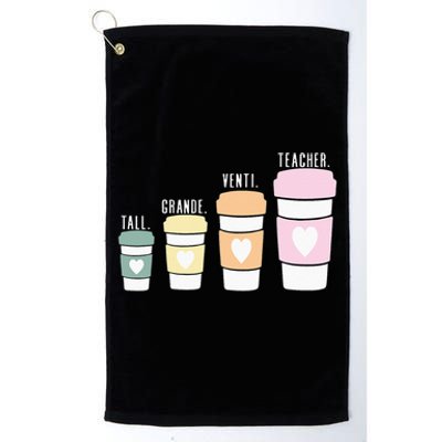 Funny Coffee Themed Teacher Tall Grande Venti Teacher Platinum Collection Golf Towel